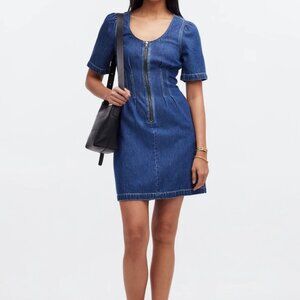 Madewell Denim Darted Zip Front Mini Dress